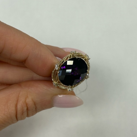 Suzy Levian Yellow Sterling Silver Purple & White CZ Rings NWT - Picture 6 of 6